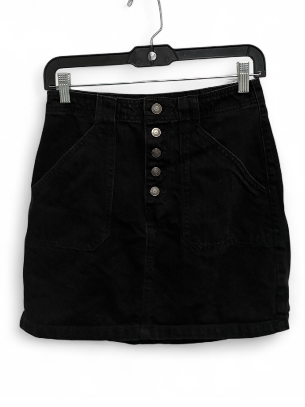 Hollister Ultra High Rise Black Button-Front Denim Mini Skirt